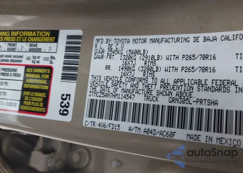 2017 Toyota Tacoma Trd Off Road z USA, uszkodzony, nr VIN 3TMCZ5AN7HM114547